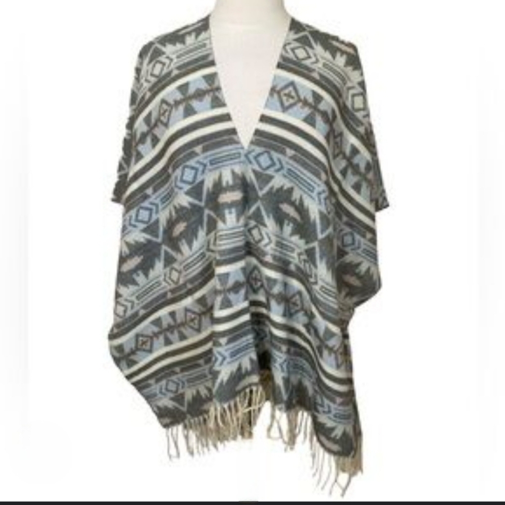 Free People Oversized Fringe Southwest Poncho